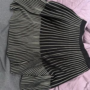 Tahari Black and Silver Striped Knit Skirt